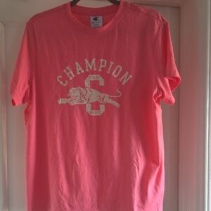 Champion Coral Pink Graphic Logo T-Shirt, NWOT